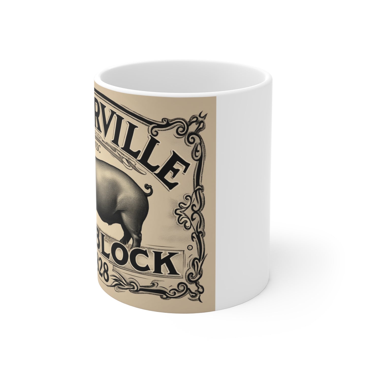 White PIG BLOCK Mug 11oz