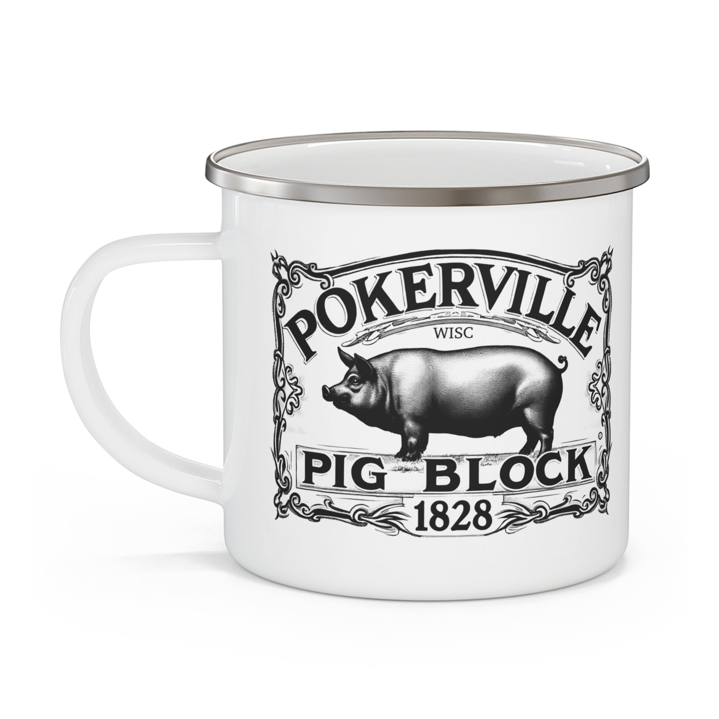 PIG BLOCK Enamel Camping Mug