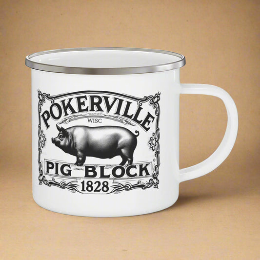 PIG BLOCK Enamel Camping Mug