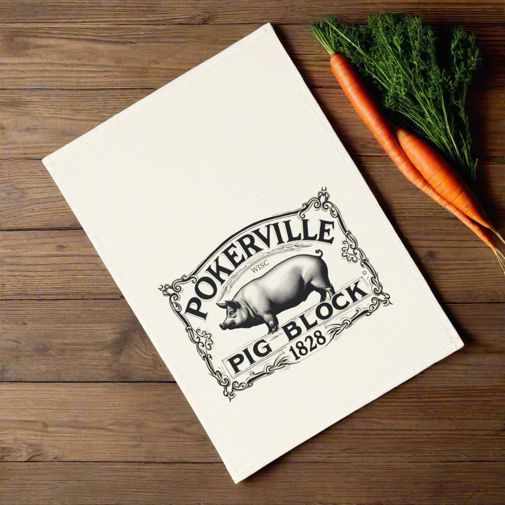 PIG BLOCK Cotton Tea Towel