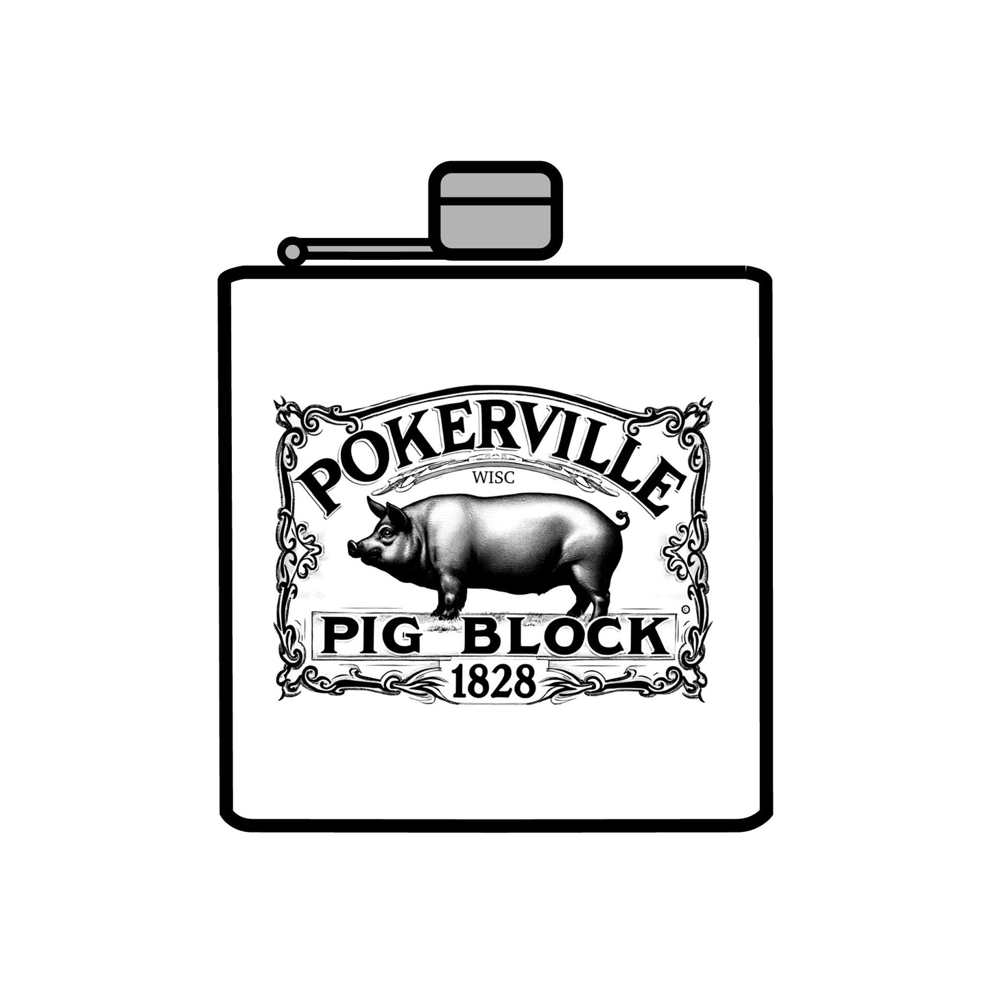 PIG BLOCK Stainless Steel Flask, 6oz
