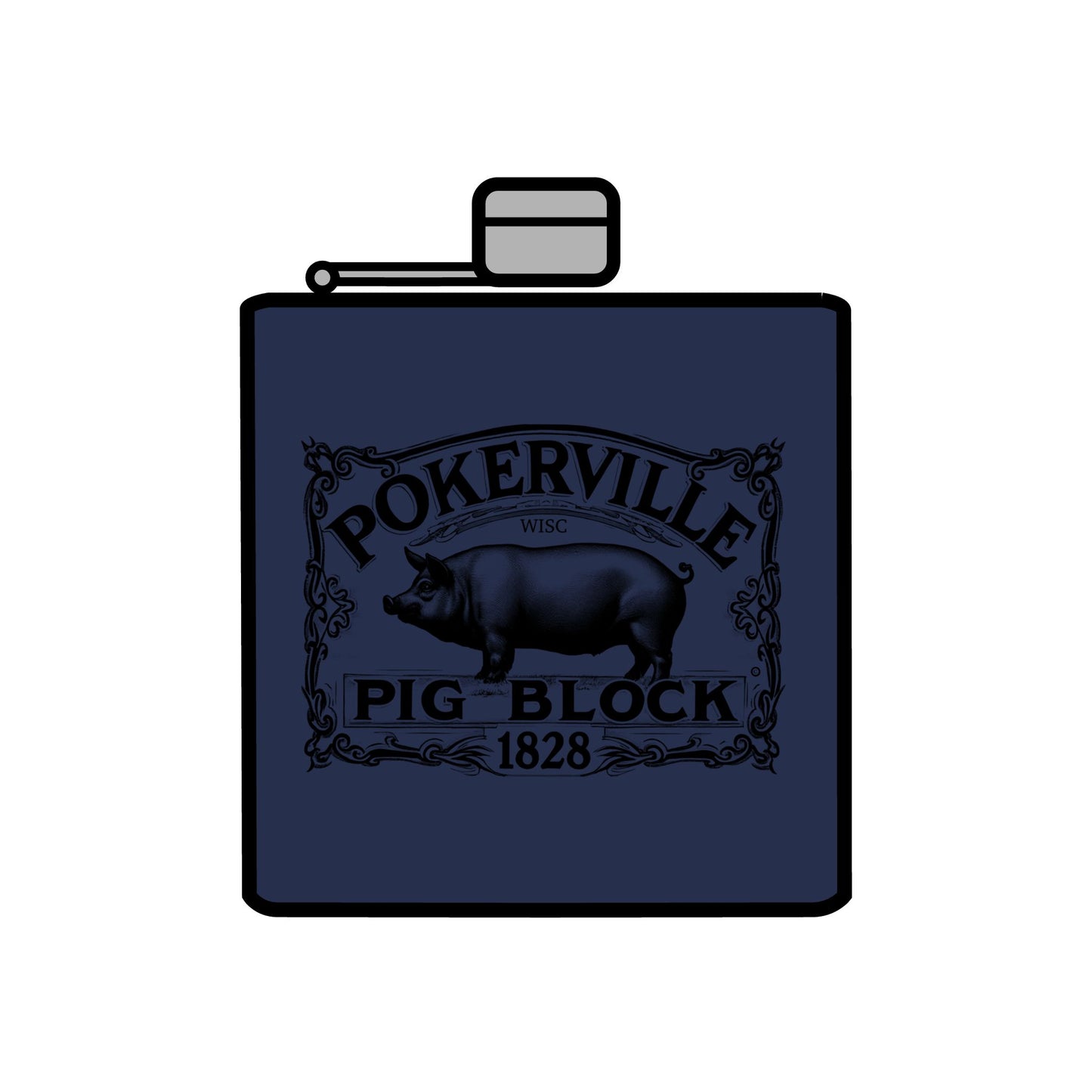 PIG BLOCK Stainless Steel Flask, 6oz