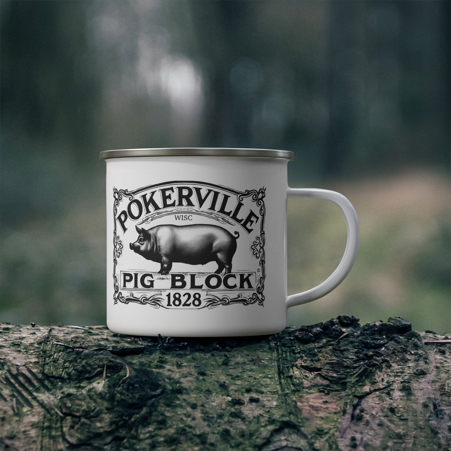 PIG BLOCK Enamel Camping Mug